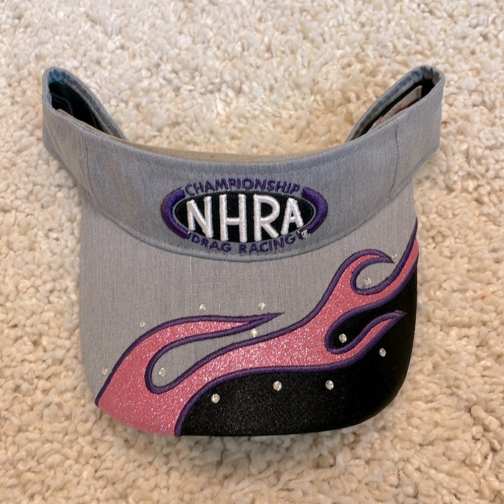 NHRA drag racing championship hat visor pink black grey bling rhinestone 2024